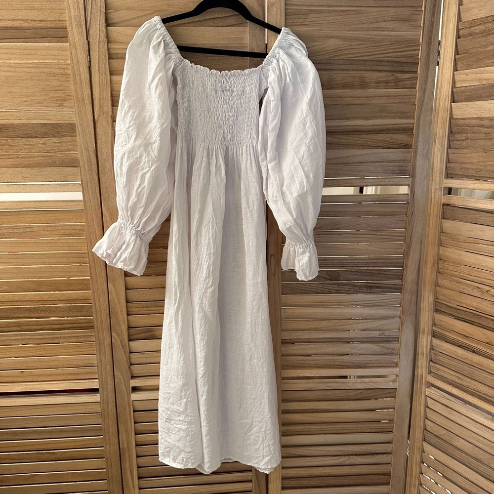 SLEEPER Atlanta Linen Midi Dress in white size XS - Picture 6 of 8